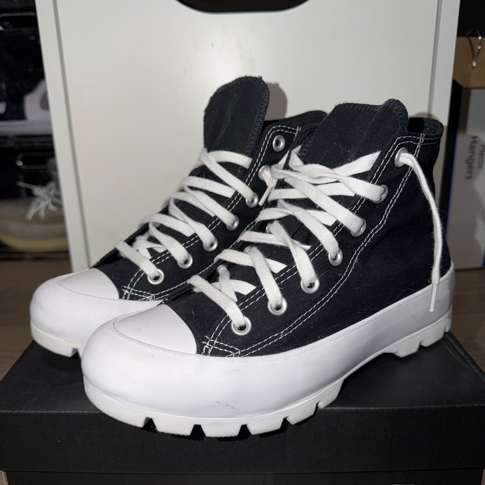 Converse Black and White High-Top Platform Sneakers